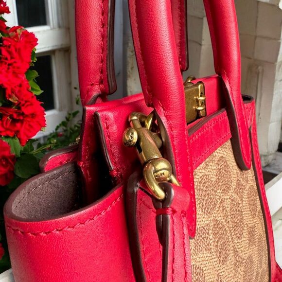 🍎 Coach 1941 Troupe Tote 16 in Signature Canvas & 1941 Red / Brass MSRP $425 - Picture 8 of 16